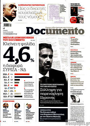 Documento - 4,6% η διαφορά ΣΥΡΙΖΑ - ΝΔ