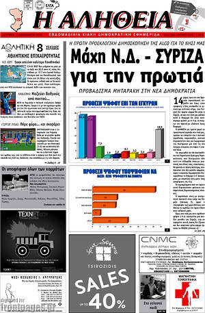 Πρωτοσέλιδο Η Αλήθεια