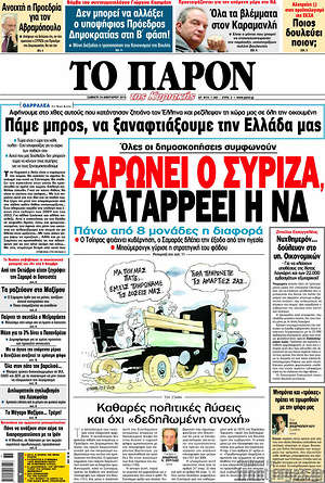 Πρωτοσέλιδο εφημερίδας Το Παρόν - protoselida