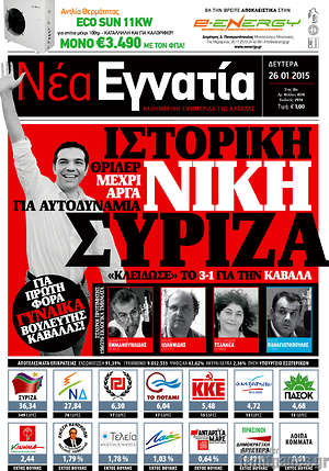 Πρωτοσέλιδο Νέα Εγνατία