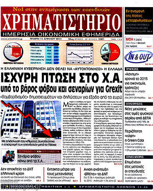 Χρηματιστήριο: Ισχυρή πτώση στο Χ.Α.