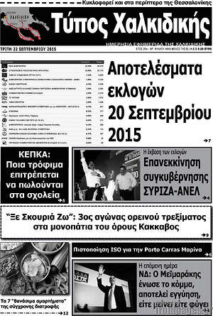 Πρωτοσέλιδο Τύπος Χαλκιδικής