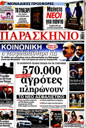 Πρωτοσέλιδο εφημερίδας Παρασκήνιο - protoselida