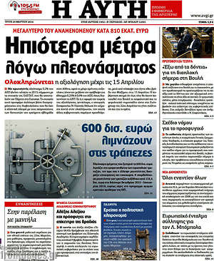 Αυγή: Ηπιότερα μέρα λόγω πλεονάσματος