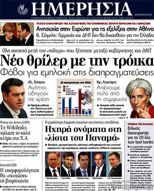 Ημερησία: Νέο θρίλερ με την τρόικα. Φόβοι για εμπλοκή στις διαπραγματεύσεις
