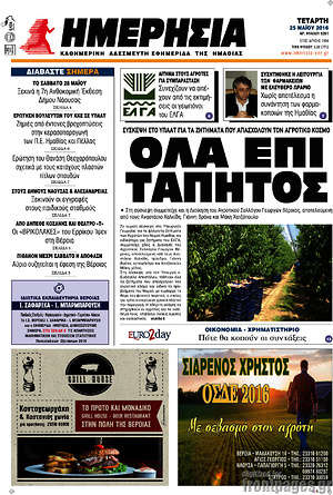 Πρωτοσέλιδο Ημερησία