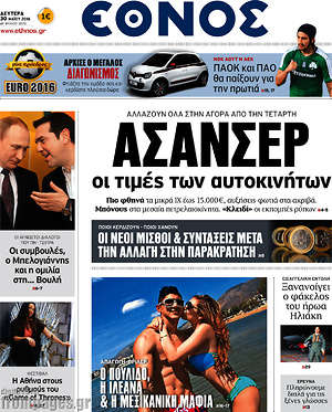 Έθνος: Ασανσέρ οι τιμές των αυτοκινήτων