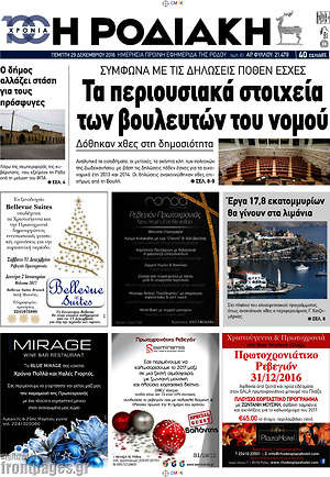 Πρωτοσέλιδο Η Ροδιακή