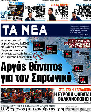 Τα Νέα: Αργός θάνατος για τον Σαρωνικό