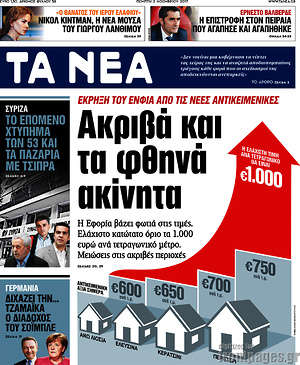 Τα Νέα: Ακριβά και τα φθηνά ακίνητα