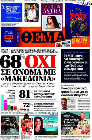 Πρώτο Θέμα: 68% όχι σε όνομα με "Μακεδονία"