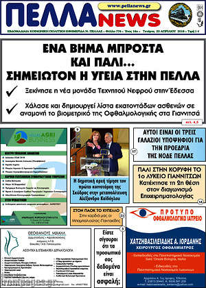 Πρωτοσέλιδο Πέλλα News