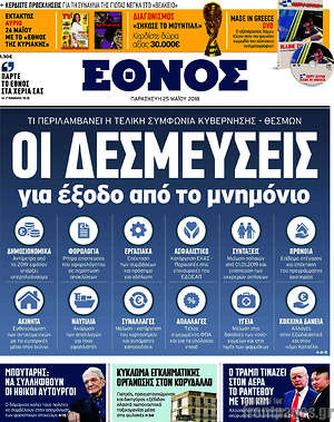 Έθνος: Οι δεσμεύσεις για έξοδο από το μνημόνιο