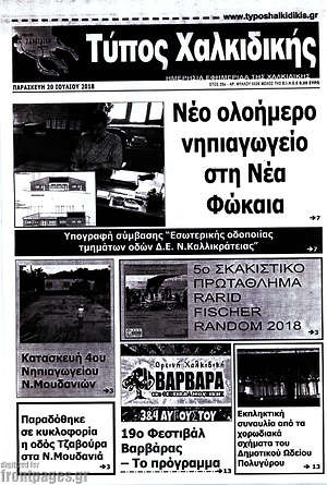 Πρωτοσέλιδο Τύπος Χαλκιδικής