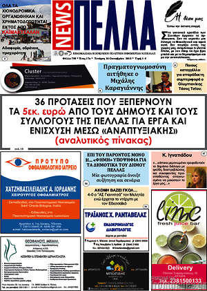 Πρωτοσέλιδο Πέλλα News