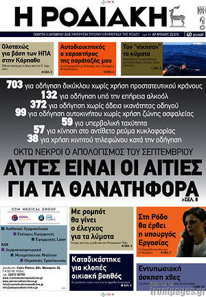 Πρωτοσέλιδο Η Ροδιακή