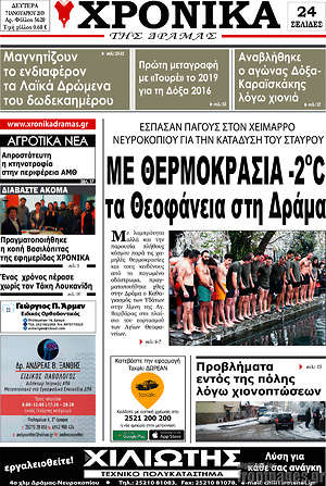 Πρωτοσέλιδο Χρονικά της Δράμας