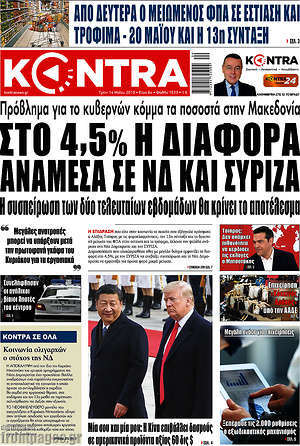 Kontra News - Στο 4,5% η διαφορά ανάμεσα σε ΝΔ και ΣΥΡΙΖΑ