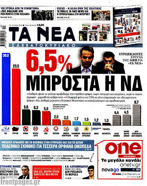 Τα Νέα: 6,5% μπροστά η ΝΔ