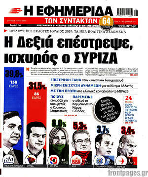 Η εφημερίδα των συντακτών: Η Δεξιά επέστρεψε, ισχυρός ο ΣΥΡΙΖΑ