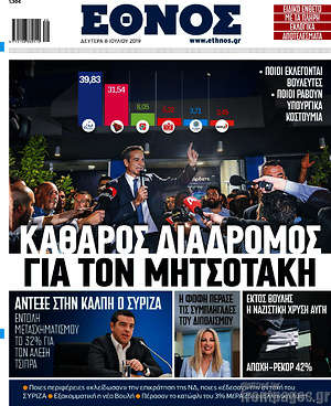 Έθνος: Καθαρός διάδρομος για τον Μητσοκάκη