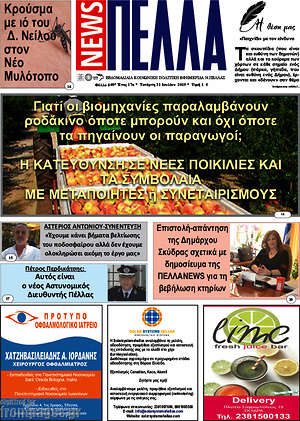 Πρωτοσέλιδο Πέλλα News