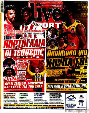 Πρωτοσέλιδο εφημερίδας Live Sport - protoselida