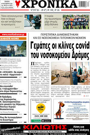 Πρωτοσέλιδο Χρονικά της Δράμας