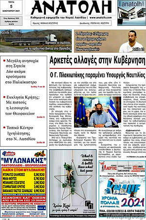 Πρωτοσέλιδο Ανατολή