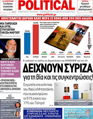 Πρωτοσέλιδο εφημερίδας Political - protoselida