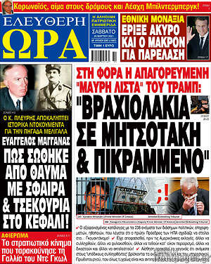 Πρωτοσέλιδο εφημερίδας Ελεύθερη ώρα - protoselida