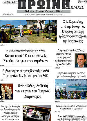 Πρωτοσέλιδο Πρωινή του Κιλκίς