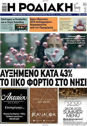 Πρωτοσέλιδο Η Ροδιακή