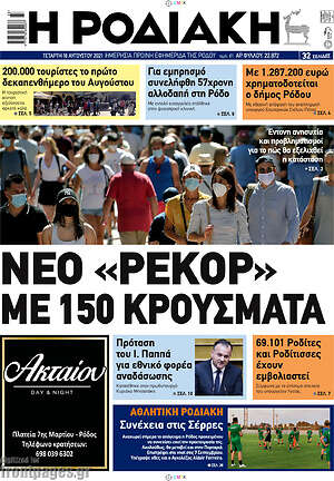 Πρωτοσέλιδο Η Ροδιακή
