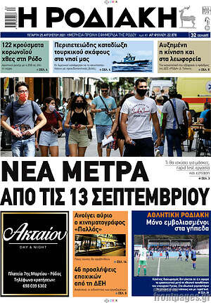 Πρωτοσέλιδο Η Ροδιακή