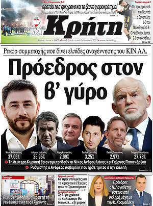 Πρωτοσέλιδο Νέα Κρήτη