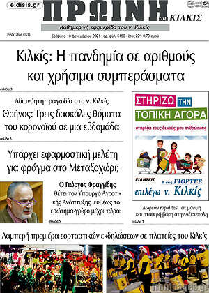 Πρωτοσέλιδο Πρωινή του Κιλκίς