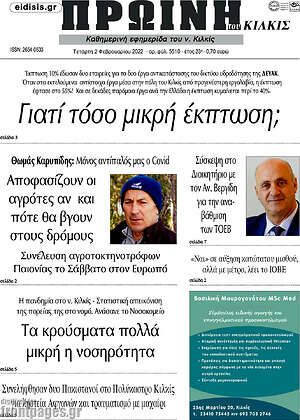 Πρωτοσέλιδο Πρωινή του Κιλκίς