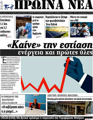 Πρωτοσέλιδο Πρωινά νέα