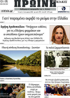 Πρωτοσέλιδο Πρωινή του Κιλκίς