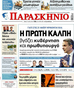 Πρωτοσέλιδο εφημερίδας Παρασκήνιο - protoselida