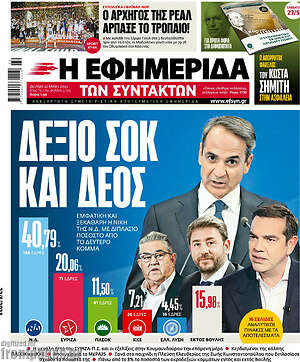 Η εφημερίδα των συντακτών: Δεξιό σοκ και δέος