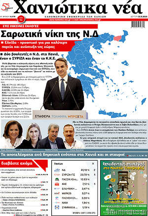 Πρωτοσέλιδο Χανιώτικα Νέα