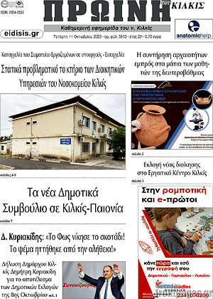 Πρωτοσέλιδο Πρωινή του Κιλκίς