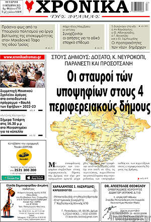 Πρωτοσέλιδο Χρονικά της Δράμας