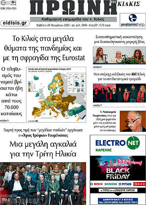 Πρωτοσέλιδο Πρωινή του Κιλκίς