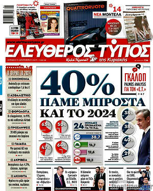 Ελεύθερος Τύπος: 40% Πάμε μπροστά και το 2024