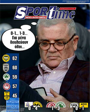 Πρωτοσέλιδο εφημερίδας SporTime - protoselida