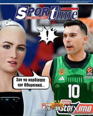 Πρωτοσέλιδο εφημερίδας SporTime - protoselida
