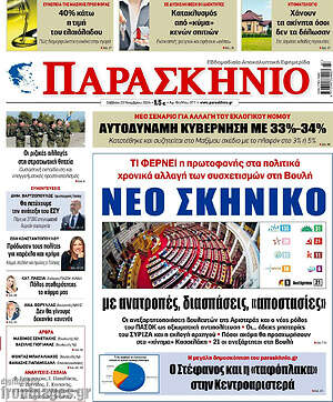 Πρωτοσέλιδο εφημερίδας Παρασκήνιο - protoselida